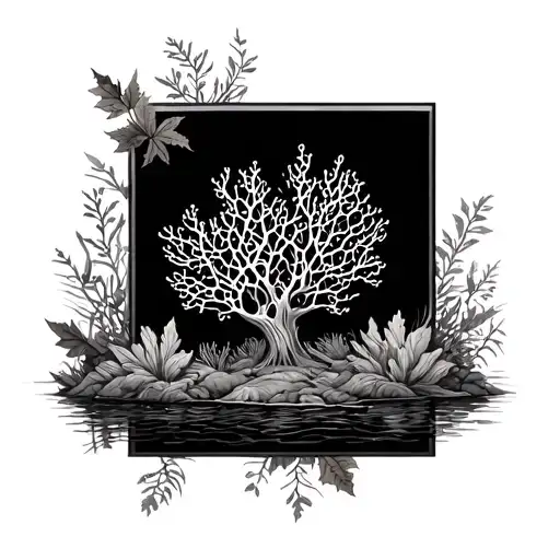 coral at autumn time tattoo design idea