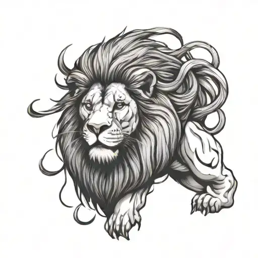 a lion with muscles tattoo design idea
