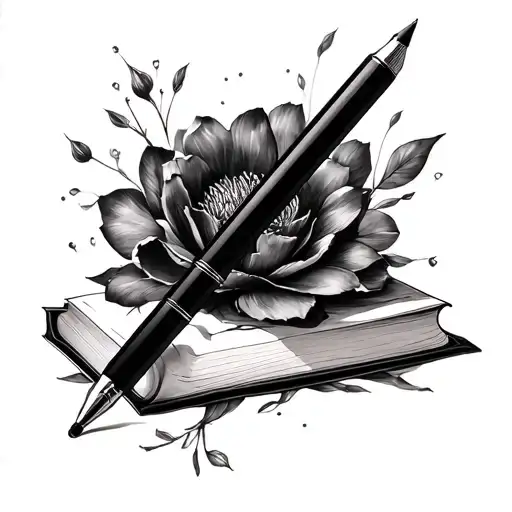 writer pen art tattoo design idea