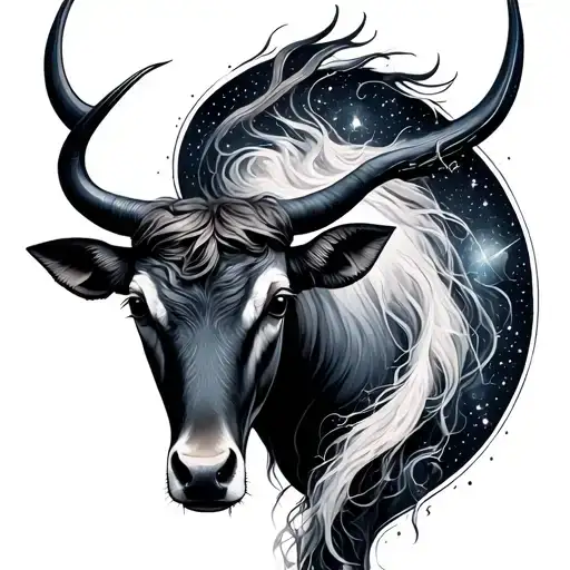 taurus and aquarius constellation merging together tattoo design idea