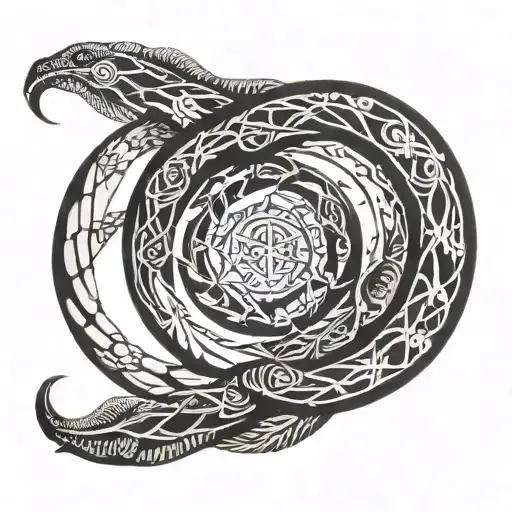 Ouroboros with DNA double helix tattoo design idea