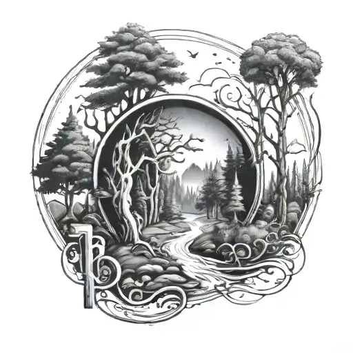blood type 0+, travels, forest, running tattoo design idea