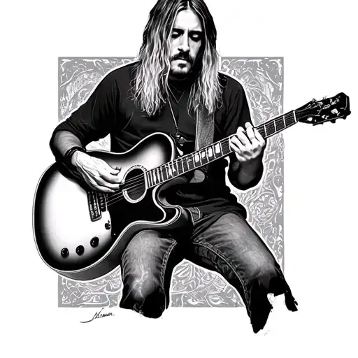 nirvana kurt cobain playing the guitar tattoo design idea