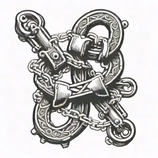 Handcuffs intertwined tattoo design idea