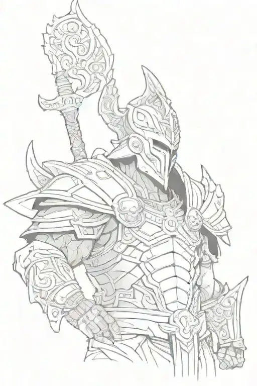 the god ares close up. low detail tattoo design idea