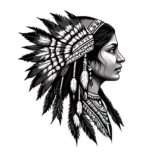 native lady head profile tattoo design idea