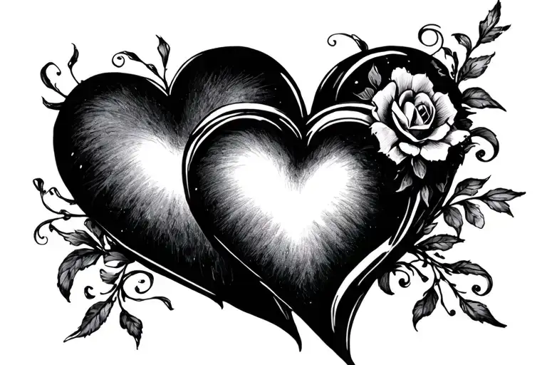 224 in front of two hearts tattoo design idea
