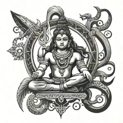 shiva trishul mantra tattoo design idea