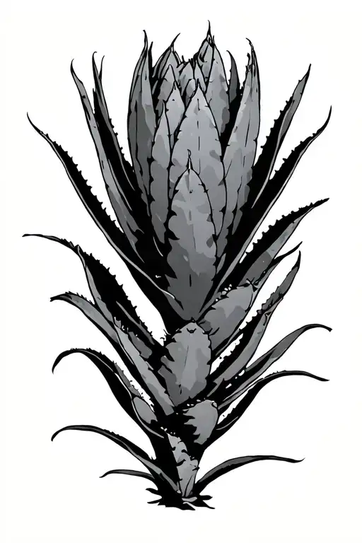 Agave plant in a black tattoo design idea