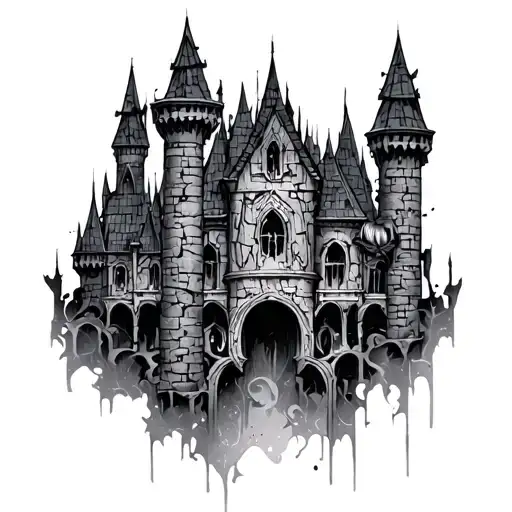 Cyber Sigilism Castle tattoo design idea