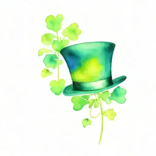 clovers, black top hat Irish heritage tattoo design idea