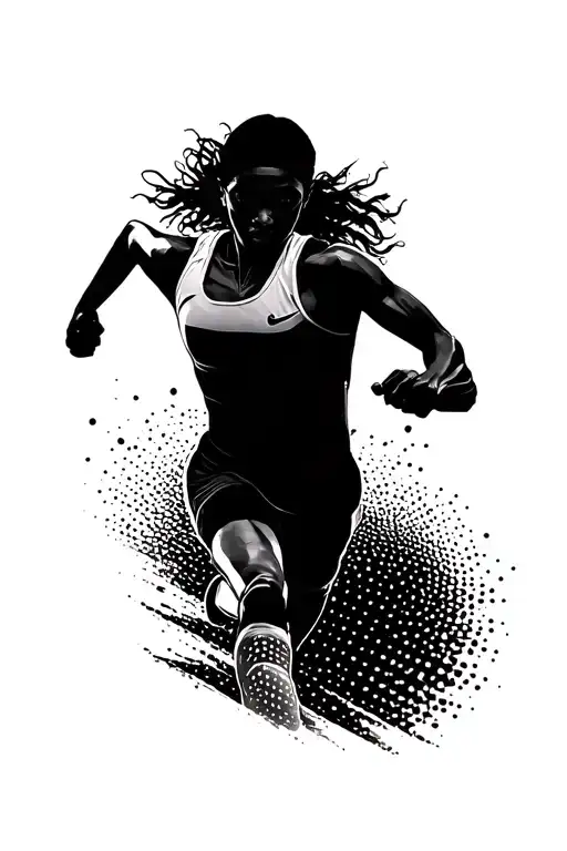 running track with marker by the 3/4 section of the track tattoo design idea