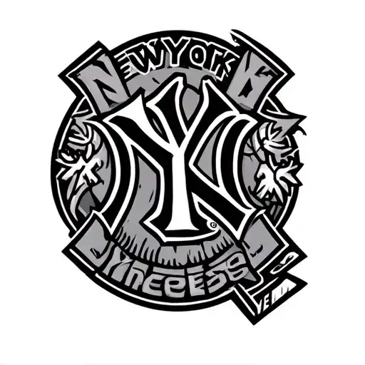 new york yankees logo x anime tattoo design idea