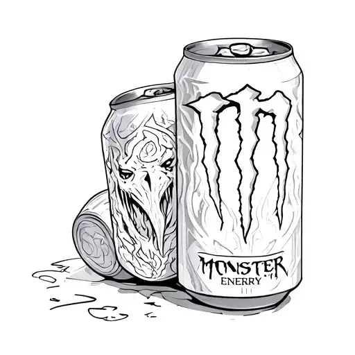 a can of white Monster Energy tattoo design idea