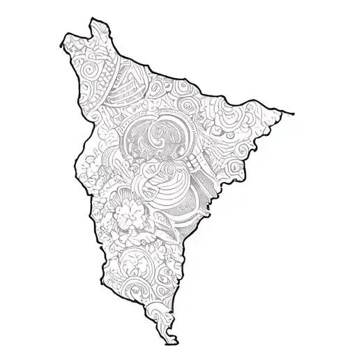 colombia country outline tattoo design idea