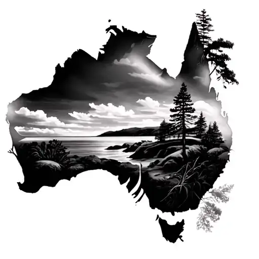 Australia landscape tattoo design idea
