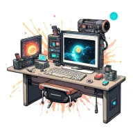 space, computer, tattoo design idea