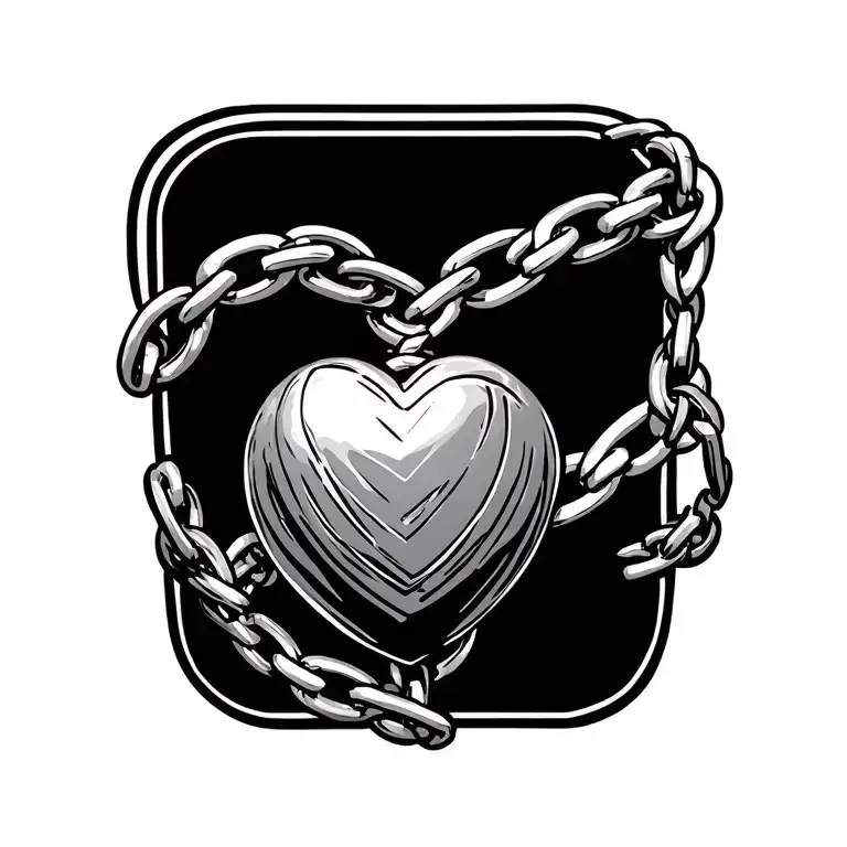 celtic ball and chain with heart shaped ball tattoo design idea