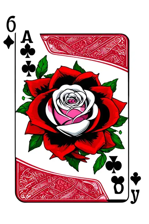 rose, poker card, joker card tattoo design idea