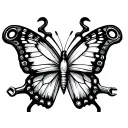 Butterfly with Mechanic Wrenches with something eeyore off of winnie the pooh tattoo design idea