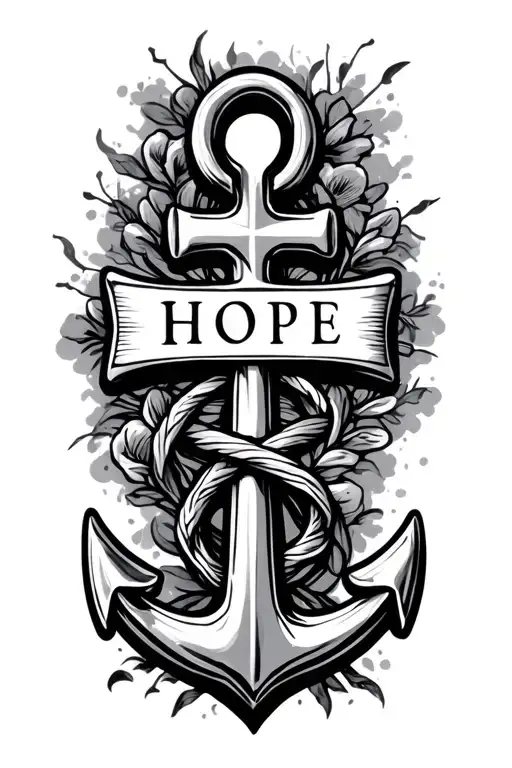 "HOPE" anchor cross wrapped tattoo design idea