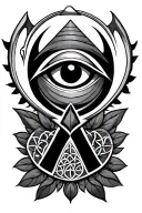 eye of horus, pyramid, matatron's cube, ankh, flower of life tattoo design idea