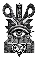 eye of horus, pyramid, matatron's cube, ankh, flower of life tattoo design idea