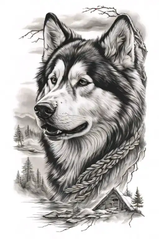 Alaskan Malamute tattoo design idea