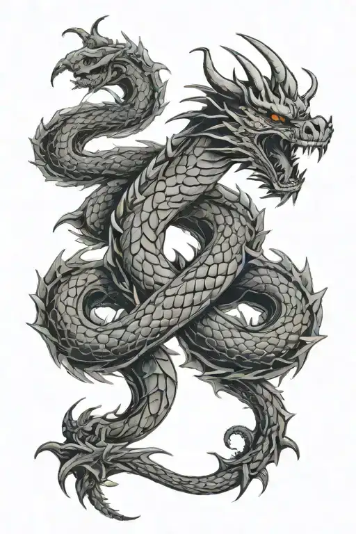 dragon serpent coiled tattoo design idea