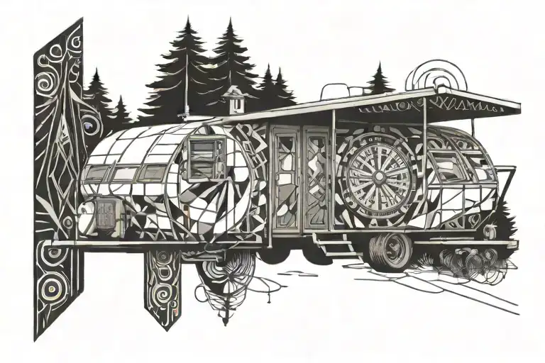 mobile home with roulette with coordinate tattoo design idea