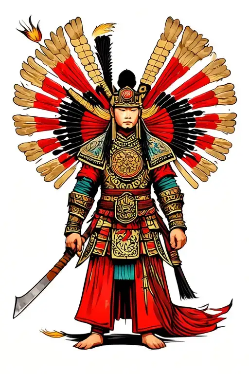 mongolian warrior chinese traditional tattoo design idea