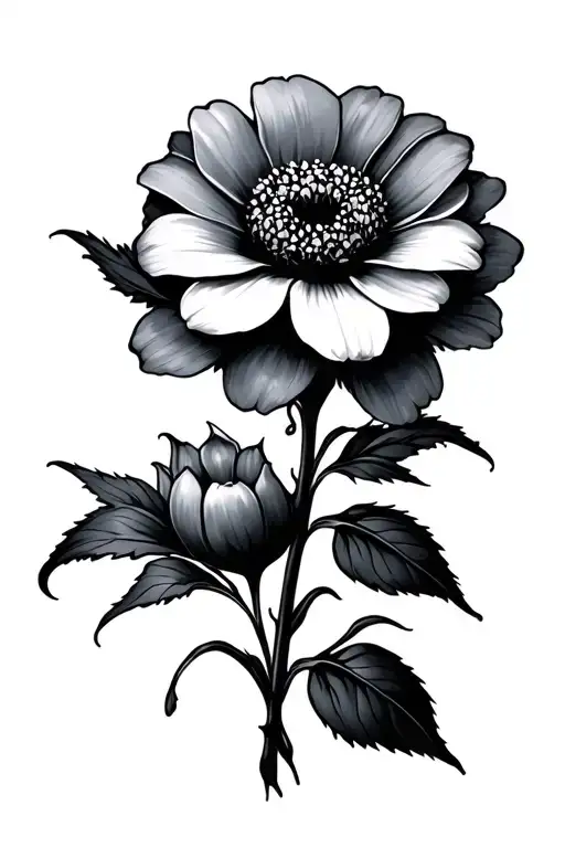 mourning flower tattoo design idea