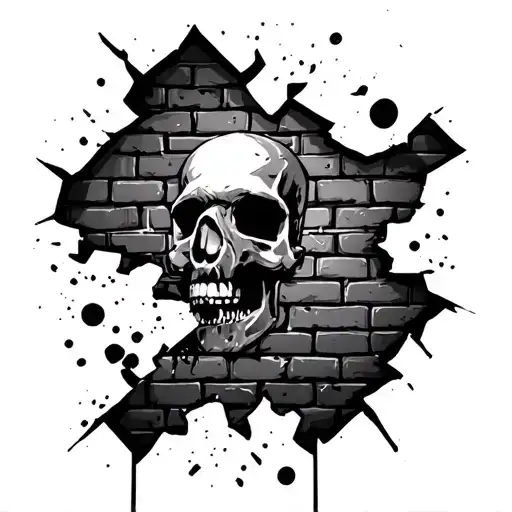 breaking brick wall tattoo design idea