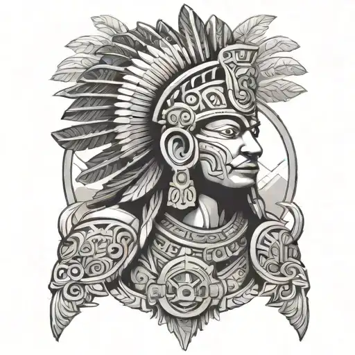 Mayan warrior meditating tattoo design idea