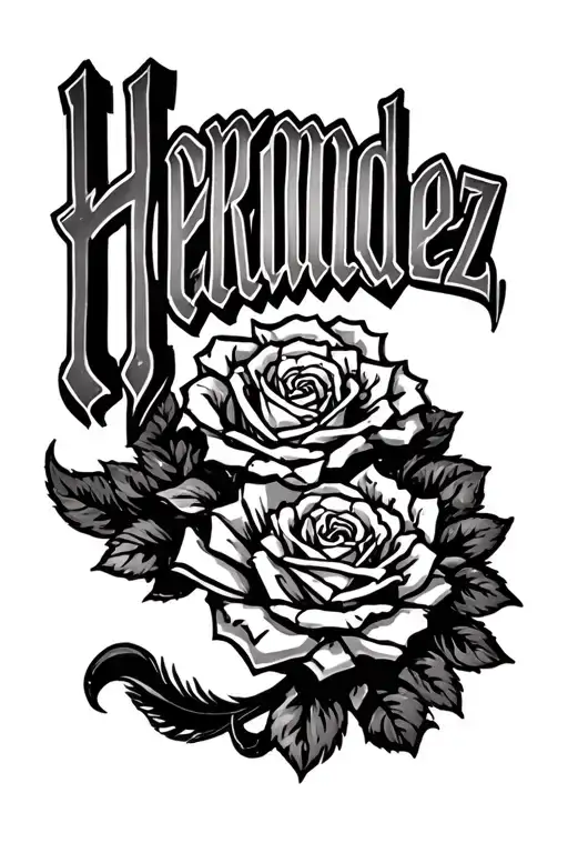 "HERNANDEZ " letters sleeve tattoo design idea