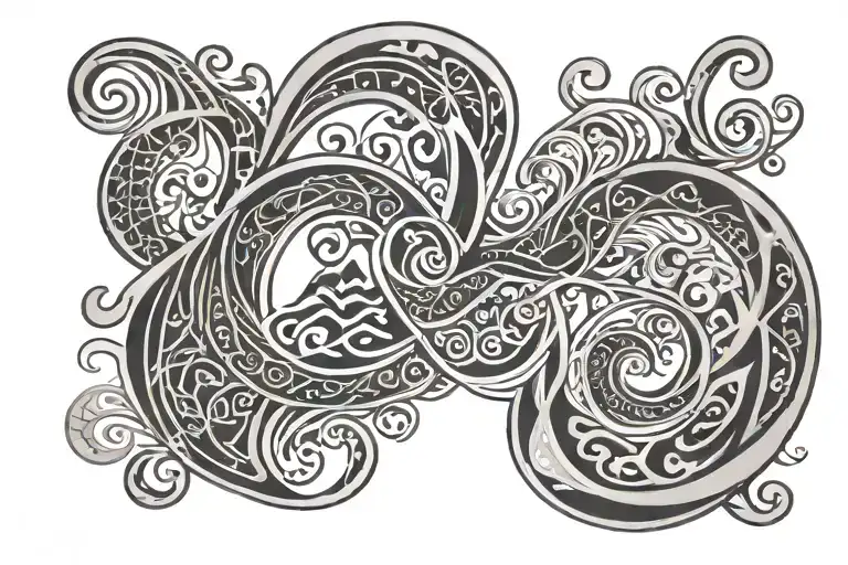 Polynesian waves showcasing Arabic script tattoo design inspired tattoo design idea