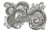 Polynesian waves showcasing Arabic script tattoo design inspired tattoo design idea