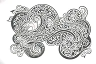Polynesian waves showcasing Arabic script tattoo design inspired tattoo design idea