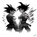 goku Vegeta facing off in battle scene World War tattoo design idea