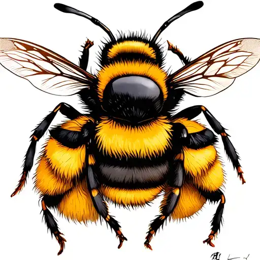 bumblebee yellow round fluff soft tattoo design idea