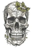 skull with tree root from mouth open tattoo design idea