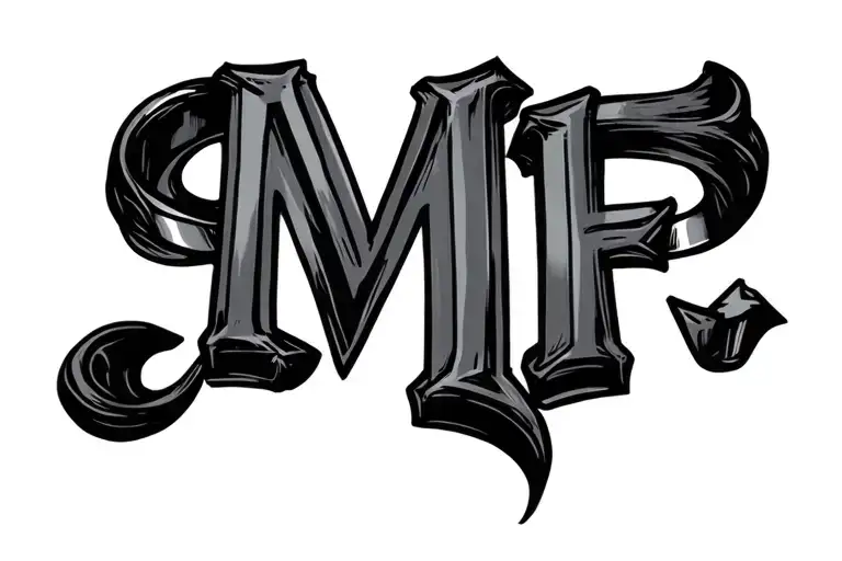 "MF" wedding ring around finger tattoo design idea