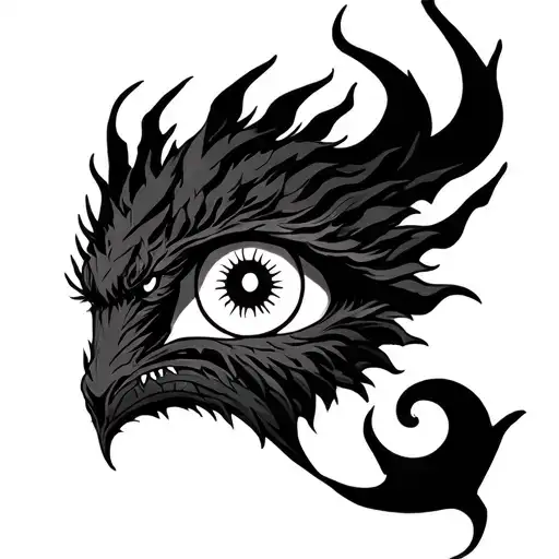 sharingan eye combined with the dragon from the seven deadly sins tattoo design idea