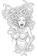 Medusa screaming bloody heart tattoo design idea