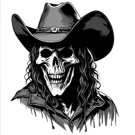 ghost wearing cowboy hat tattoo design idea