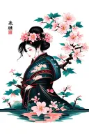 Cloud Japanese Leafs Cherry Blossom tattoo design idea