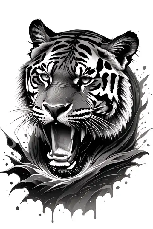tiger peaking through skin tattoo design idea
