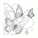 a butterfly that incorporates the 3 numbers 224 incorporated tattoo design idea