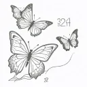 a butterfly that incorporates the 3 numbers 224 incorporated tattoo design idea
