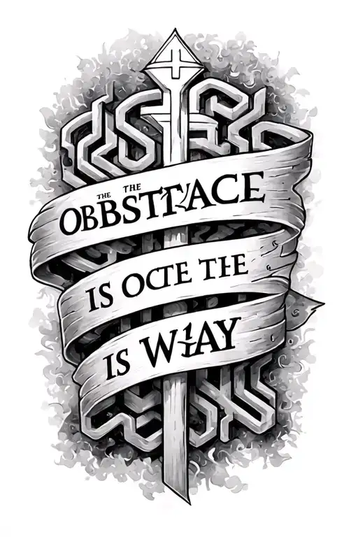 3 key messages: one is "the obstacle is the way", 2 is an element of true north or direction, last is a maze tattoo design idea